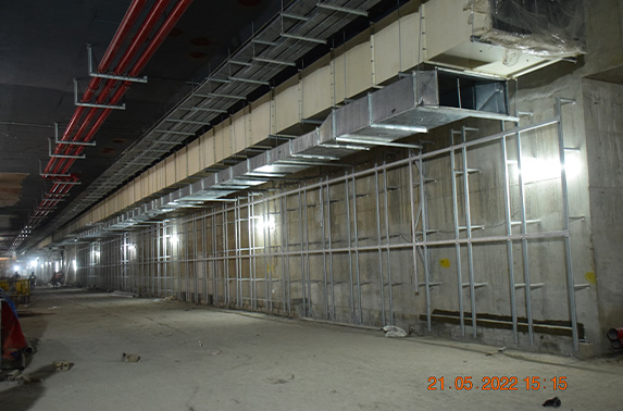 Public area dry clading works at concourse level
